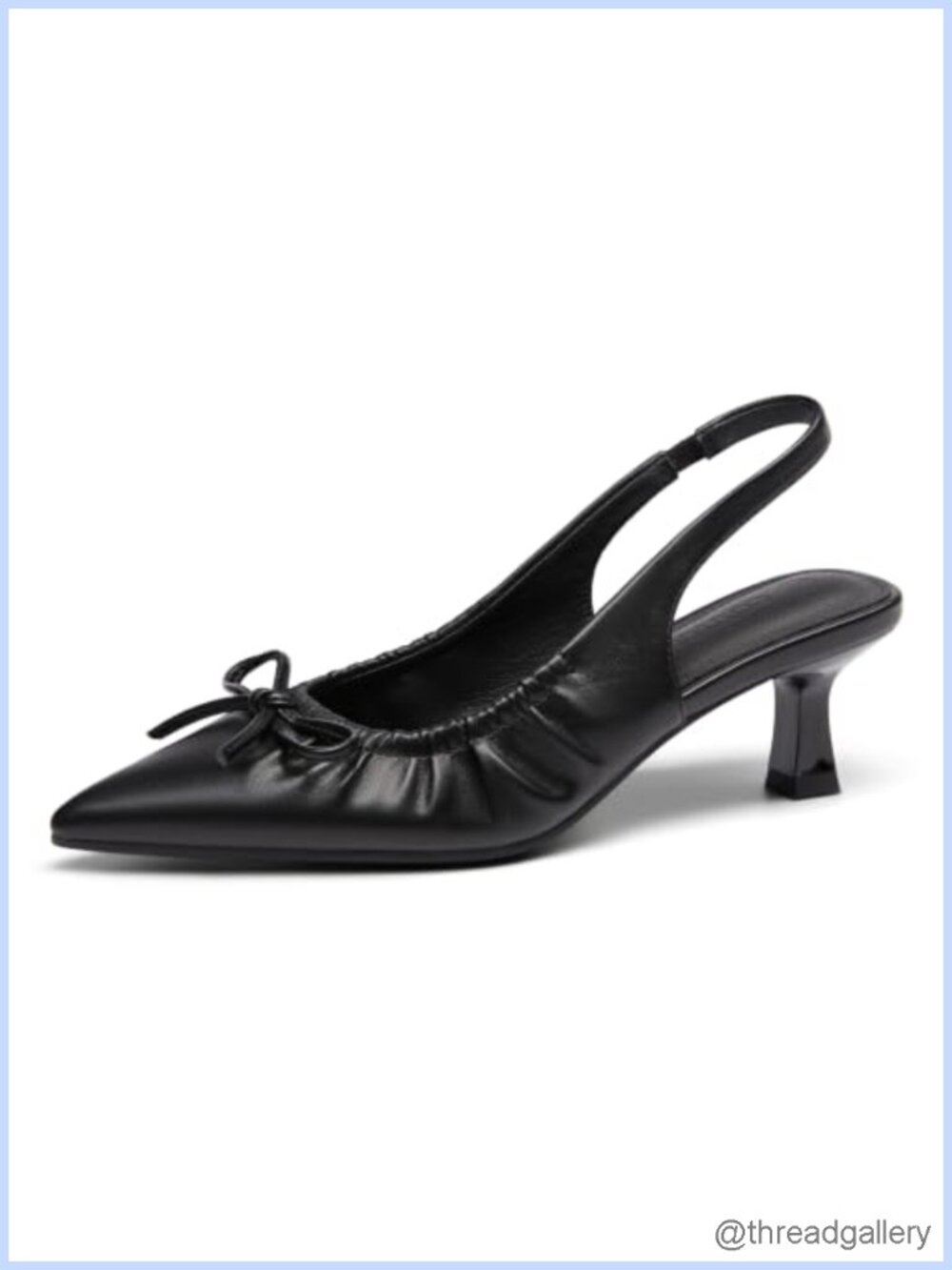 Coutgo Slingback Kitten Heels Faux Leather Closed Pointed Toe